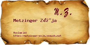 Metzinger Zója névjegykártya
